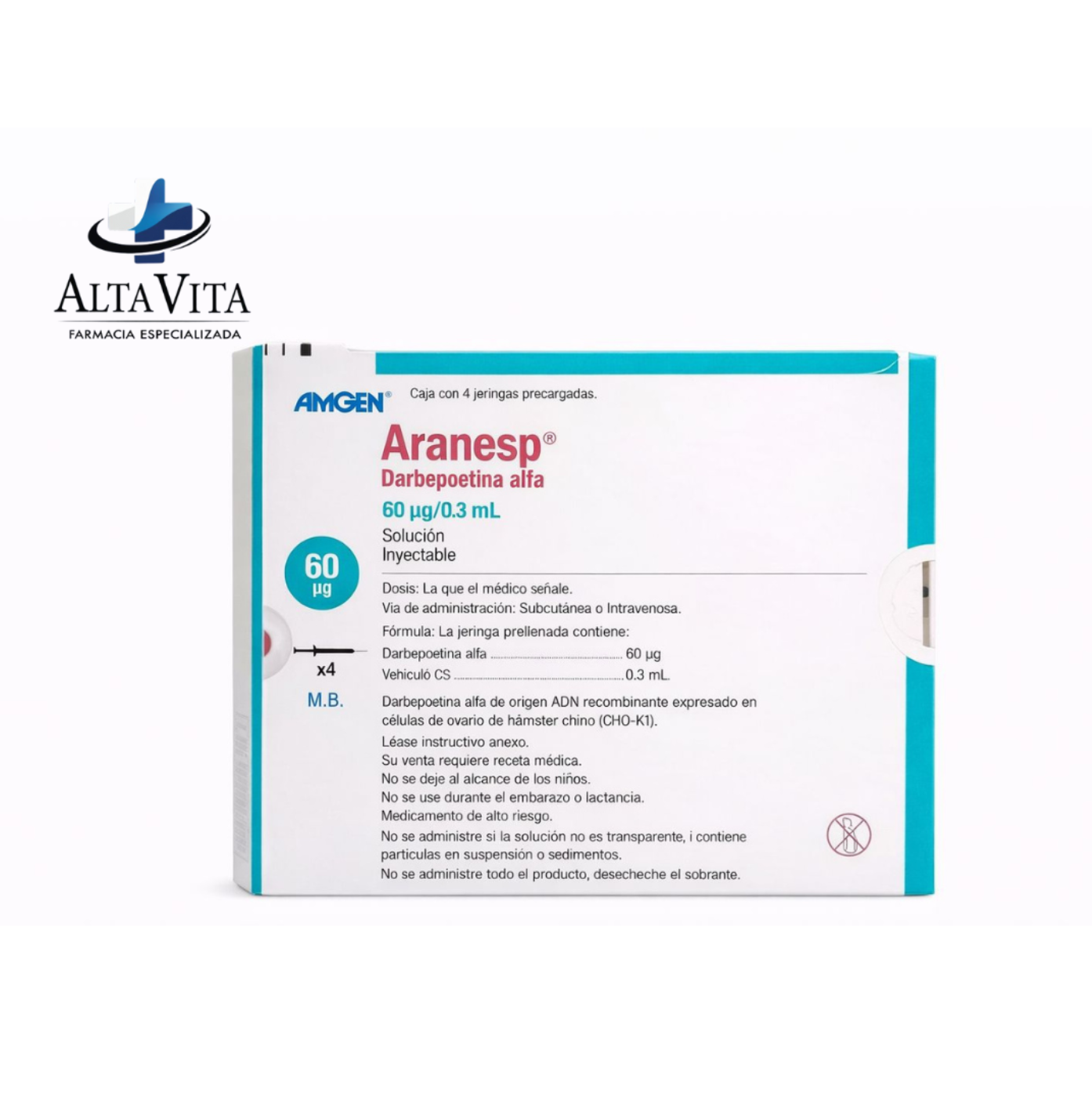 Aranesp  60 MCG/ 0.3 mL SOL INY C/4 - Darbepoetina Alfa