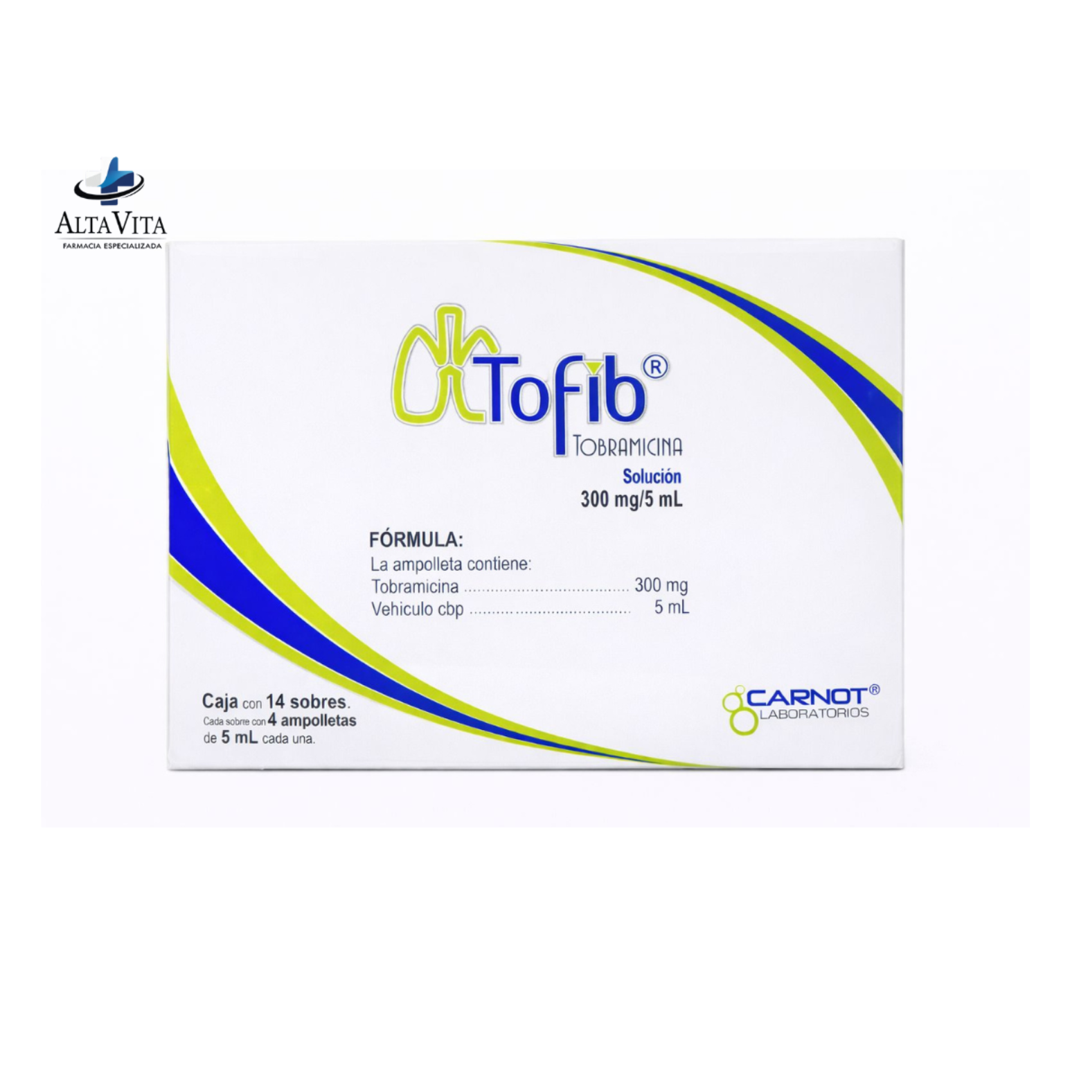 Tofib 300 mg / 56 mL C/56 Ampolletas  - Tobramicina