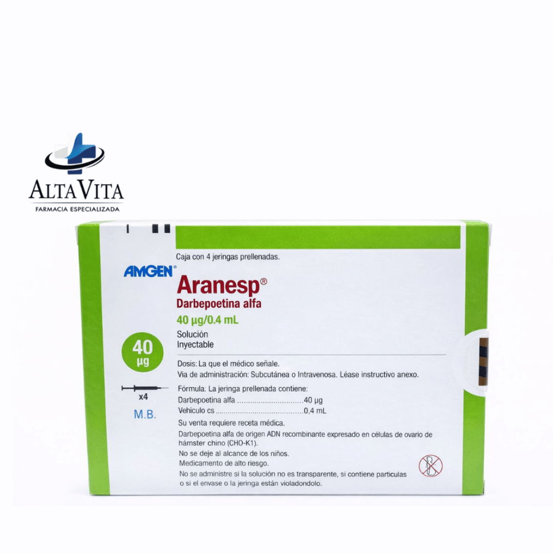 Aranesp 40 MCG/ 0.4 mL SOL INY - Darbepoetina Alfa - Farmacia Oncológica Alta Vita