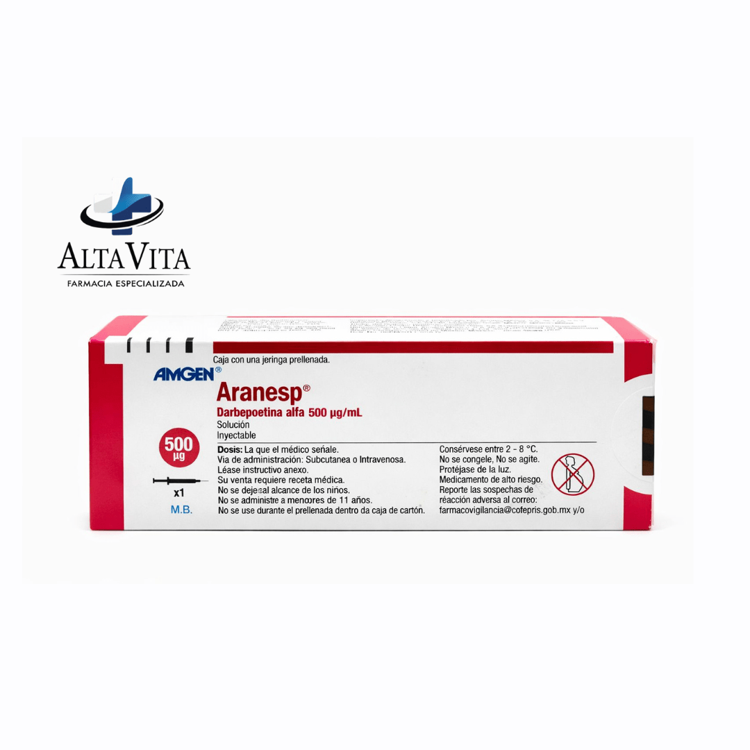 Aranesp 500 MCG/ 1 ML SOL INY - Darbepoetina Alfa - Farmacia Oncológica Alta Vita