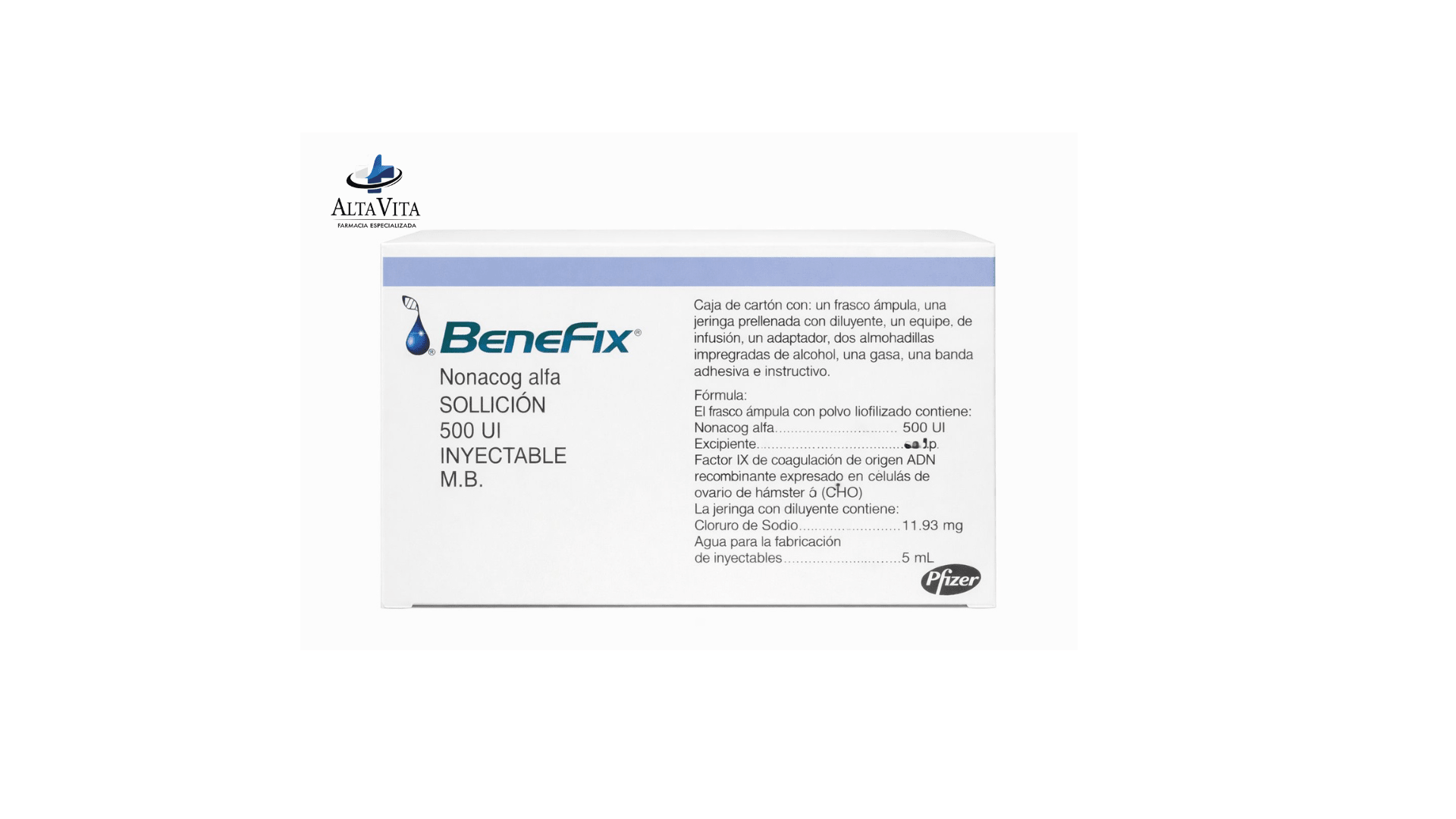 Benefix 500 UI Sol Inyectable - Factor lX de coagulacion recombinante - Farmacia Oncológica Alta Vita