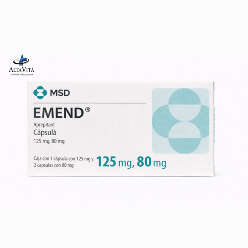 Emend 125 mg / 80 mg c/1 Cápsula y c/2 Cápsulas - Aprepitant - Farmacia Oncológica Alta Vita