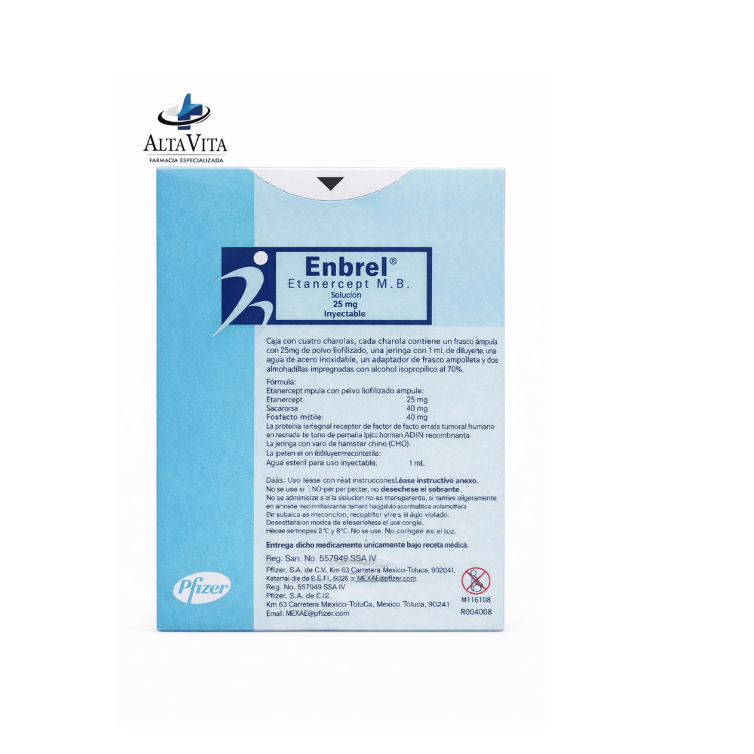 Enbrel 25 mg C/4 Frascos Inyectable - Etanercept - Farmacia Oncológica Alta Vita