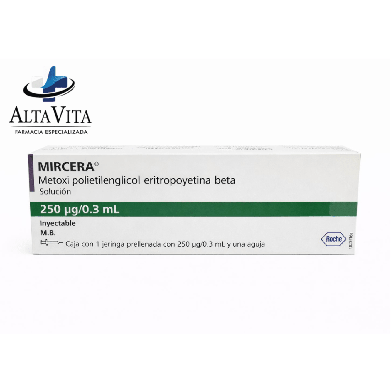 Mircera 250 MCG / 0.03 ml Sol Inyectable - Metoxipolietilenglicol / Eritropoyetina Beta - Farmacia Oncológica Alta Vita