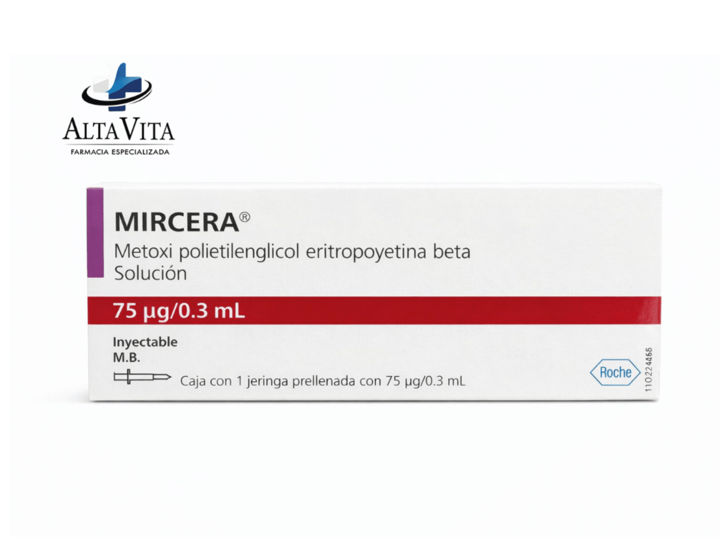 Mircera 75 MCG / 0.03 ml Sol Inyectable - Metoxipolietilenglicol / Eritropoyetina Beta - Farmacia Oncológica Alta Vita