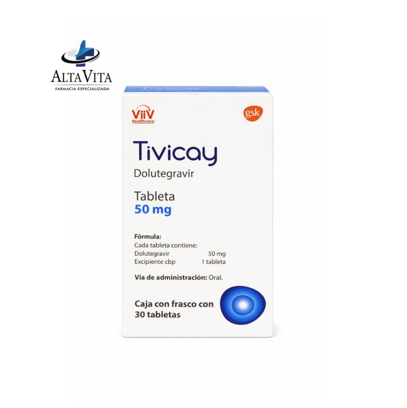 Tivicay 50 mg C/30 Tabletas - Dolutegravir - Farmacia Oncológica Alta Vita