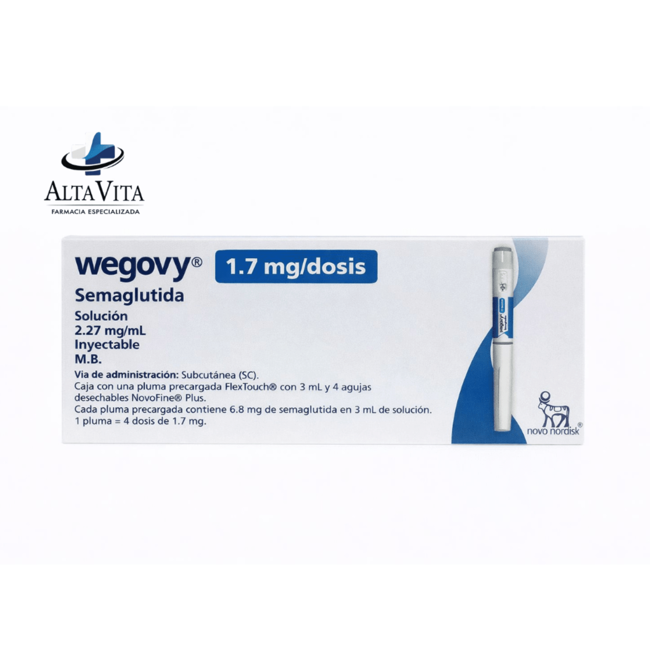 Wegoby 1.7 mg C/1 Pluma - Semaglutida - Farmacia Oncológica Alta Vita