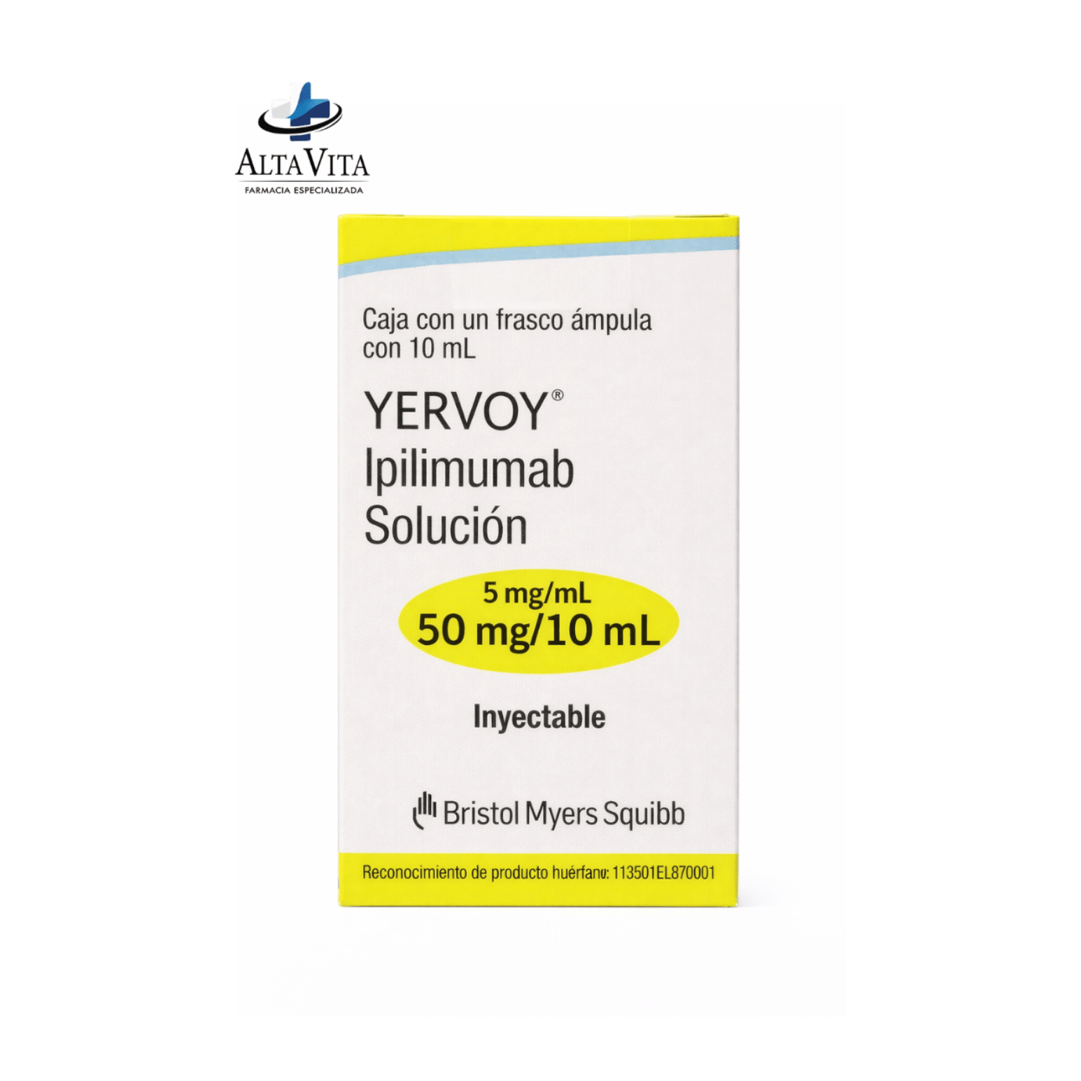 Yervoy 50 mg / 10 ml Sol Inyectable - Ipilimumab - Farmacia Oncológica Alta Vita